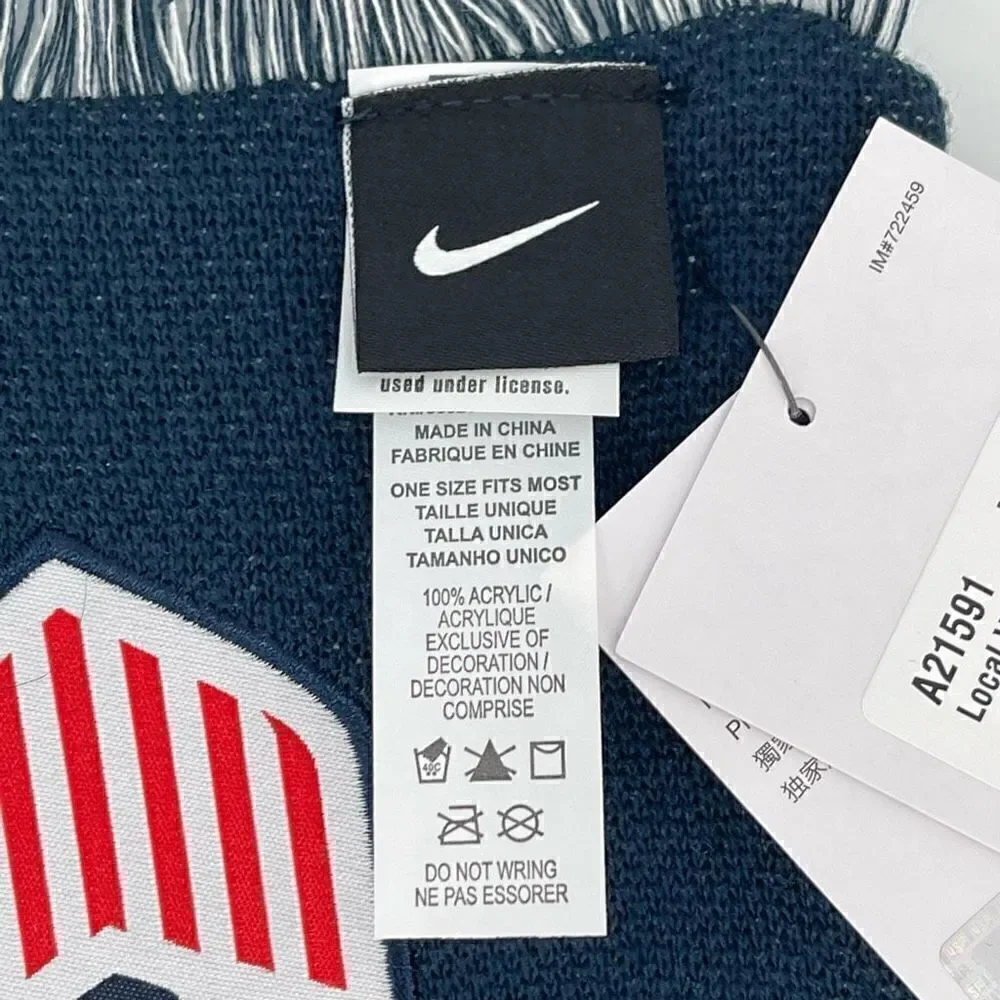 Nike USA Local Verbiage Scarf USMS‎ Knit Fringe Blue White Unisex One Size